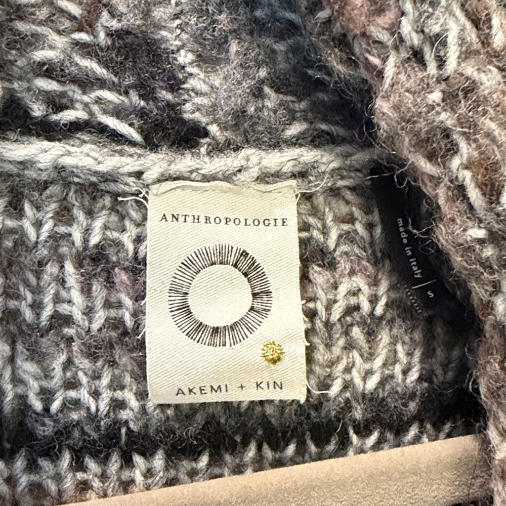 Anthropologie Gray and Brown Knit Cardigan Alpaca and wool blend - Picture 2 of 3